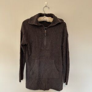 BAREFOOT DREAMS Cozychic Lite Tan  Halfzip Pullover Sweater XS